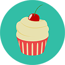 Illustration of a cupcake against a green, plain background